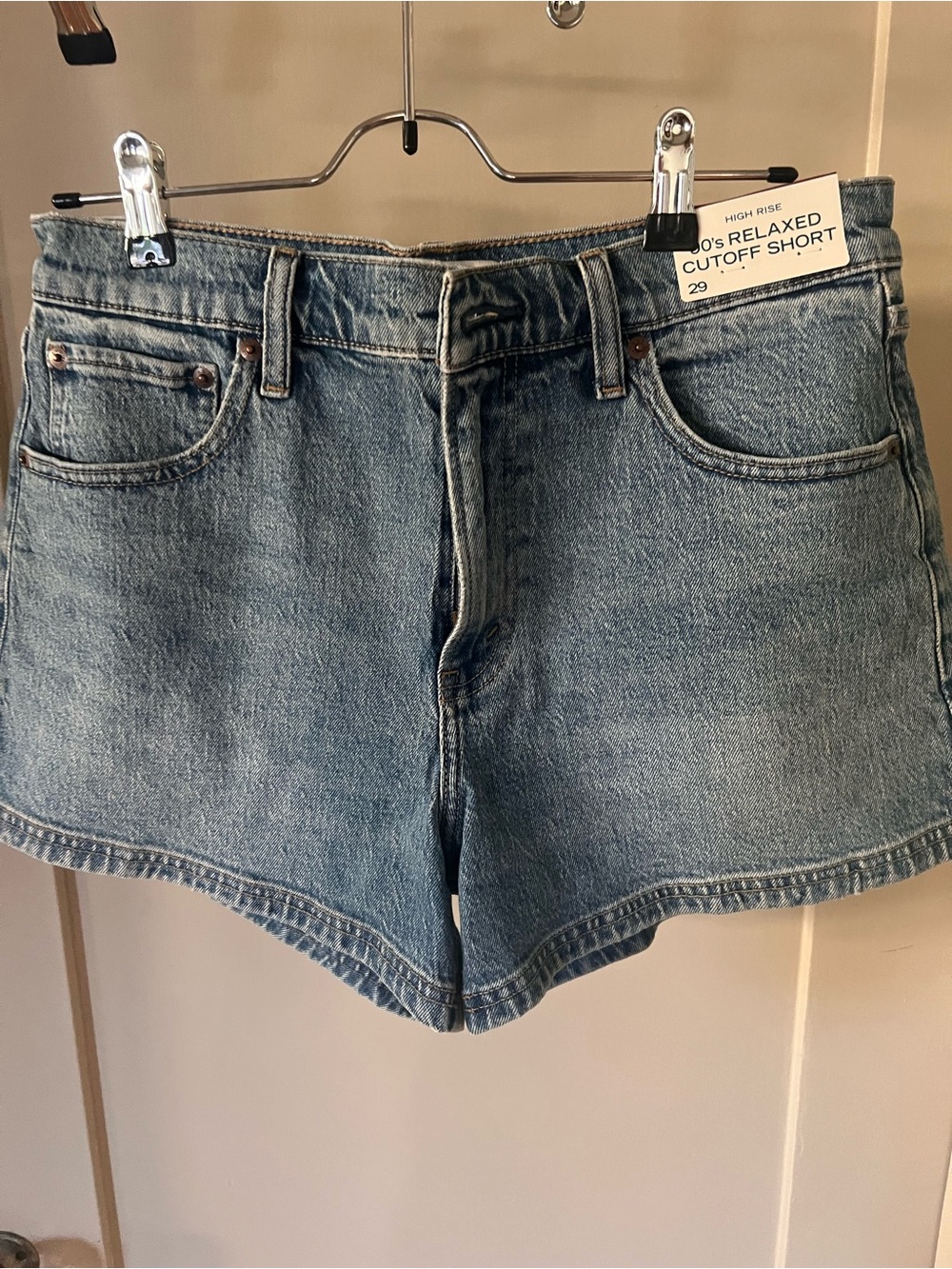 Abercrombie & Fitch Medium Blue High-Rise 90s Relaxed Denim Shorts